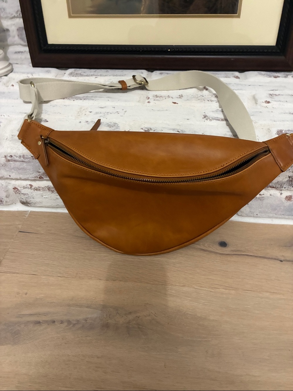 ANDAR The Indie Full Grain Leather Crossbody Belt Bag Cognac Brown